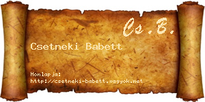Csetneki Babett névjegykártya